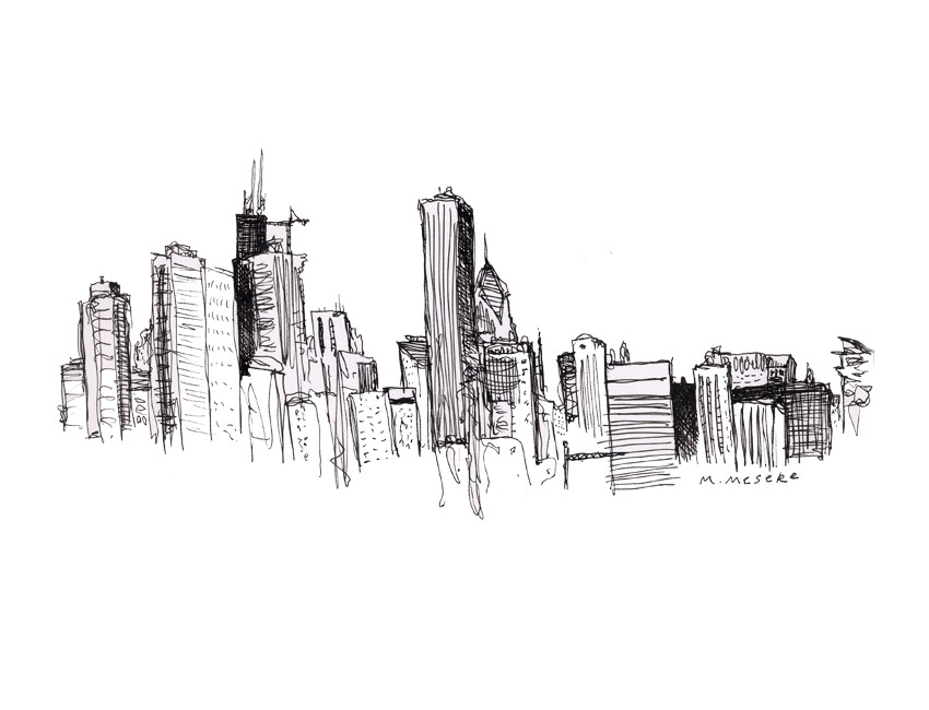 New York Skyline Drawing 1
